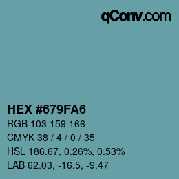 カラーコード: HEX #679FA6 | qconv.com