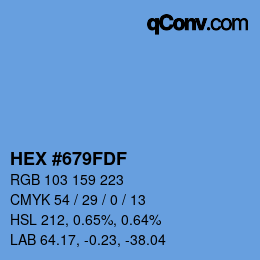 Farbcode: HEX #679FDF | qconv.com