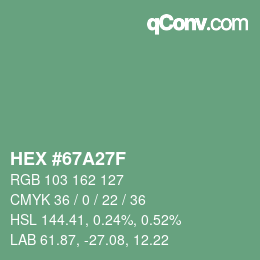 Código de color: HEX #67A27F | qconv.com