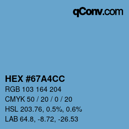 カラーコード: HEX #67A4CC | qconv.com
