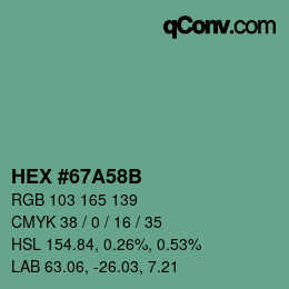 Code couleur: HEX #67A58B | qconv.com