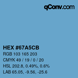 Color code: HEX #67A5CB | qconv.com