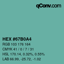 カラーコード: HEX #67B0A4 | qconv.com