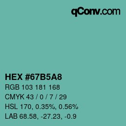 Color code: HEX #67B5A8 | qconv.com