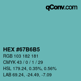 カラーコード: HEX #67B6B5 | qconv.com
