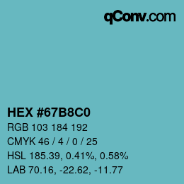 Color code: HEX #67B8C0 | qconv.com