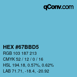 Color code: HEX #67BBD5 | qconv.com
