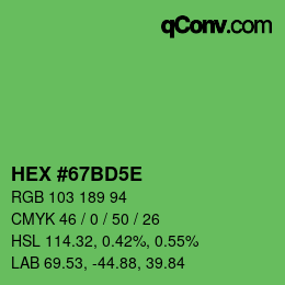 Color code: HEX #67BD5E | qconv.com