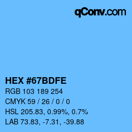 Color code: HEX #67BDFE | qconv.com