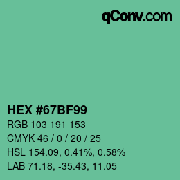 Color code: HEX #67BF99 | qconv.com