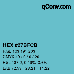 Color code: HEX #67BFCB | qconv.com