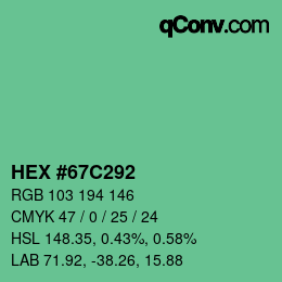 Code couleur: HEX #67C292 | qconv.com