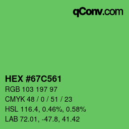 カラーコード: HEX #67C561 | qconv.com