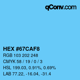 Color code: HEX #67CAF8 | qconv.com