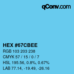 Color code: HEX #67CBEE | qconv.com
