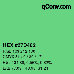 カラーコード: HEX #67D482 | qconv.com