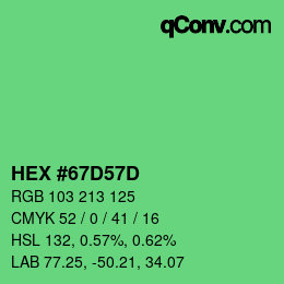 颜色代码: HEX #67D57D | qconv.com