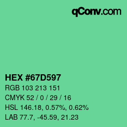 Color code: HEX #67D597 | qconv.com