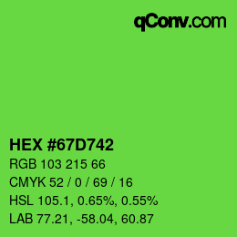 Color code: HEX #67D742 | qconv.com