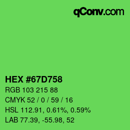 Color code: HEX #67D758 | qconv.com