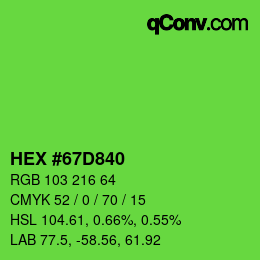 Color code: HEX #67D840 | qconv.com
