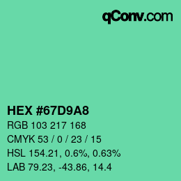 Color code: HEX #67D9A8 | qconv.com