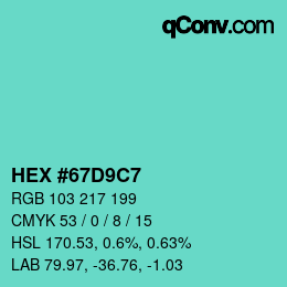 Color code: HEX #67D9C7 | qconv.com