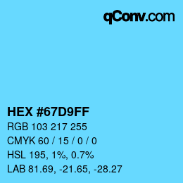 Color code: HEX #67D9FF | qconv.com