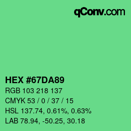 Color code: HEX #67DA89 | qconv.com