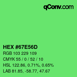 カラーコード: HEX #67E56D | qconv.com
