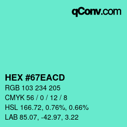 Color code: HEX #67EACD | qconv.com