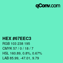 Color code: HEX #67EEC3 | qconv.com