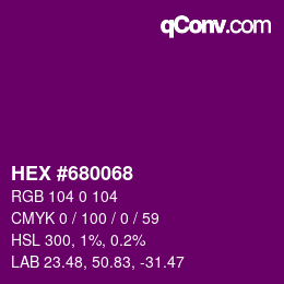 カラーコード: HEX #680068 | qconv.com