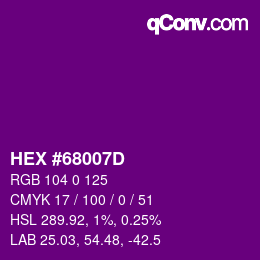 Color code: HEX #68007D | qconv.com