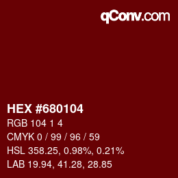 Código de color: HEX #680104 | qconv.com