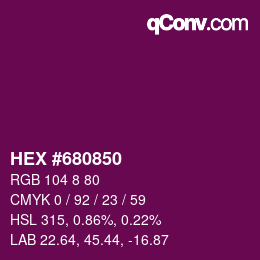 颜色代码: HEX #680850 | qconv.com
