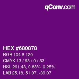 颜色代码: HEX #680878 | qconv.com