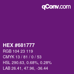カラーコード: HEX #681777 | qconv.com
