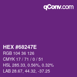 Color code: HEX #68247E | qconv.com