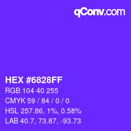 Code couleur: HEX #6828FF | qconv.com