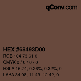 颜色代码: HEX #68493D00 | qconv.com
