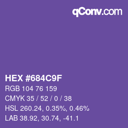 Color code: HEX #684C9F | qconv.com