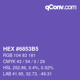 カラーコード: HEX #6853B5 | qconv.com
