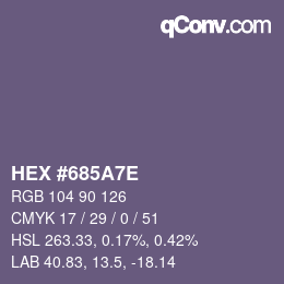 Color code: HEX #685A7E | qconv.com