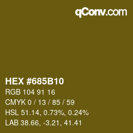 颜色代码: HEX #685B10 | qconv.com