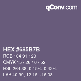 Color code: HEX #685B7B | qconv.com