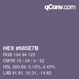 颜色代码: HEX #685E7B | qconv.com