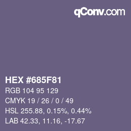 颜色代码: HEX #685F81 | qconv.com