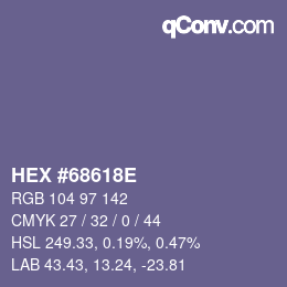 Color code: HEX #68618E | qconv.com