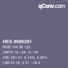 Color code: HEX #686281 | qconv.com